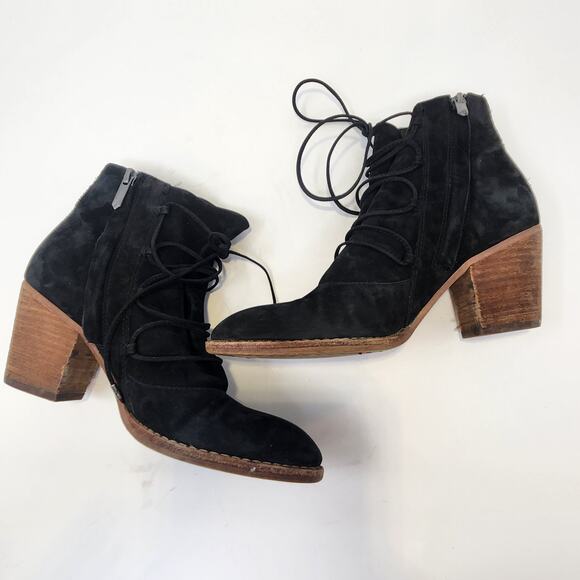 Sam Edelman Women Millard Black Leather Ankle Boot Bootie Size 7 M Zip Heeled - Picture 7 of 10